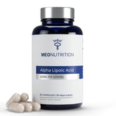 Meo Nutrition Alpha Lipoic Acid 650mg bottle, supports daily antioxidant health.