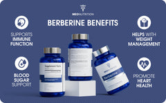Meo Nutrition Berberine packaging label with product details.