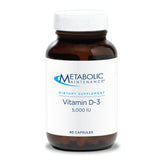 Metabolic Maintenance Vitamin D3 5000 IU bottle front highlights high-potency D3 for bone support.