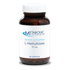 Metabolic Maintenance L-Methylfolate 10 mg bottle with label for daily use.