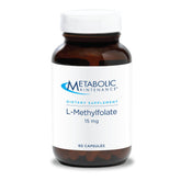 Metabolic Maintenance L-Methylfolate 15 mg bottle front shows pure methylfolate for brain health support.