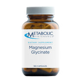 Metabolic Maintenance Magnesium Glycinate capsules bottle on white backdrop for daily calm.