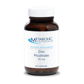 Metabolic Maintenance Zinc Picolinate 30 mg bottle showcases the high-absorption formula for daily immune support.