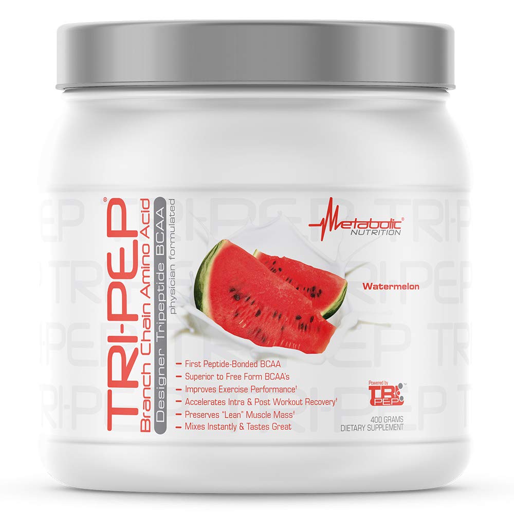 Metabolic Nutrition TriPep watermelon tub front for post-workout support.