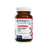 Metagenics Alpha-Lipoic Acid 300 mg bottle front view showing potency and label clarity.