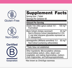 Metagenics Chasteberry Plus tablets close-up for menstrual support.