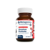 Metagenics Chromium Picolinate tablets in a bottle support metabolism-friendly balance.
