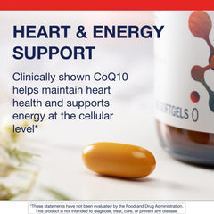 Metagenics CoQ10 ST-200 softgel in hand for convenient daily energy and heart support