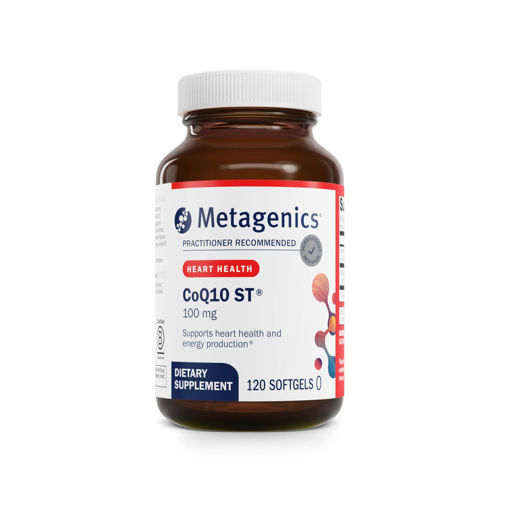 Metagenics CoQ10 ST-100 bottle front view signaling heart health support