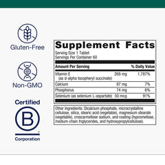 Close-up of Metagenics E-400 tablets for easy daily antioxidant support.