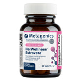 Metagenics Estrovera bottle label featuring ERr 731 plant extract for menopause support.