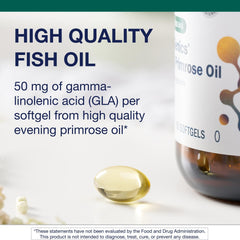 Metagenics Evening Primrose Oil packaging shows non-GMO, gluten-free formulation