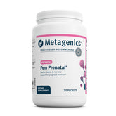 Metagenics Fem Prenatal bottle front view with gluten-free, non-GMO formula for pregnancy support
