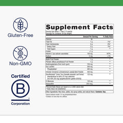 Close-up of Metagenics G.I. Support label highlighting gluten-free and non-GMO