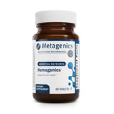 Metagenics Hemagenics iron tablets bottle supports red blood cell health and steady energy.