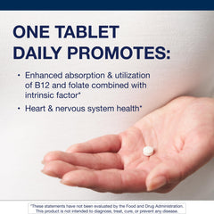 Metagenics Intrinsi B12-Folate label close-up, noting intrinsic factor for enhanced absorption.