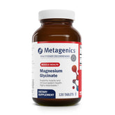 Metagenics Magnesium Glycinate bottle on nightstand suggesting restful sleep support