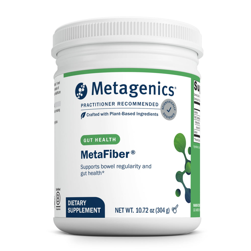 Metagenics MetaFiber scoop for an accurate 8 g serving to support GI regularity.