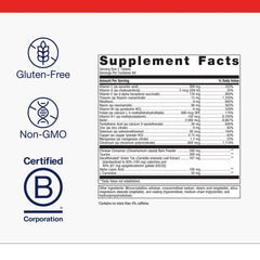 Metagenics MetaGlycemX bottle side highlighting gluten-free, non-GMO formula for everyday wellness