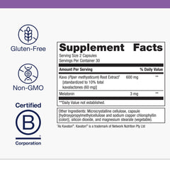 Metagenics MetaSleep bottle back label with dosage and gluten-free, non-GMO notes