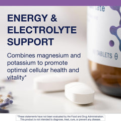 Metagenics Mg/K Aspartate tablet with water for workout recovery.