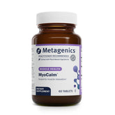 Metagenics MyoCalm bottle label featuring calcium and magnesium for muscle relaxation