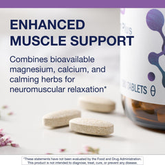 Metagenics MyoCalm Plus label detail shows herbal ingredients for calming moments