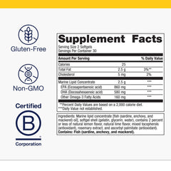 Metagenics OmegaGenics capsules pour illustrating high potency EPA-DHA per serving
