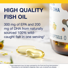 Closeup of Metagenics OmegaGenics EPA-DHA 500 capsules showing high EPA and DHA