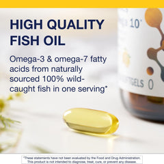 Metagenics OmegaGenics Mega 10 capsules detail on clean surface