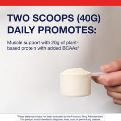 Pouring bowl scene with Metagenics Perfect Protein Pea & Rice for quick, clean nutrition.