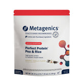 Metagenics Perfect Protein Pea & Rice vanilla bottle highlighting plant-based protein for daily energy.