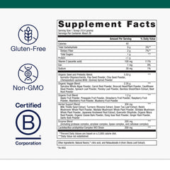 Metagenics PhytoMulti ingredients label emphasizes fruits, vegetables and prebiotics.
