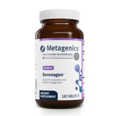 Metagenics Serenagen bottle front highlighting calm and focus support.