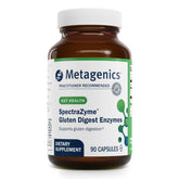 Metagenics SpectraZyme gluten digest bottle with capsules for digestive comfort.