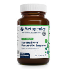 Metagenics SpectraZyme bottle with capsules supporting balanced digestion