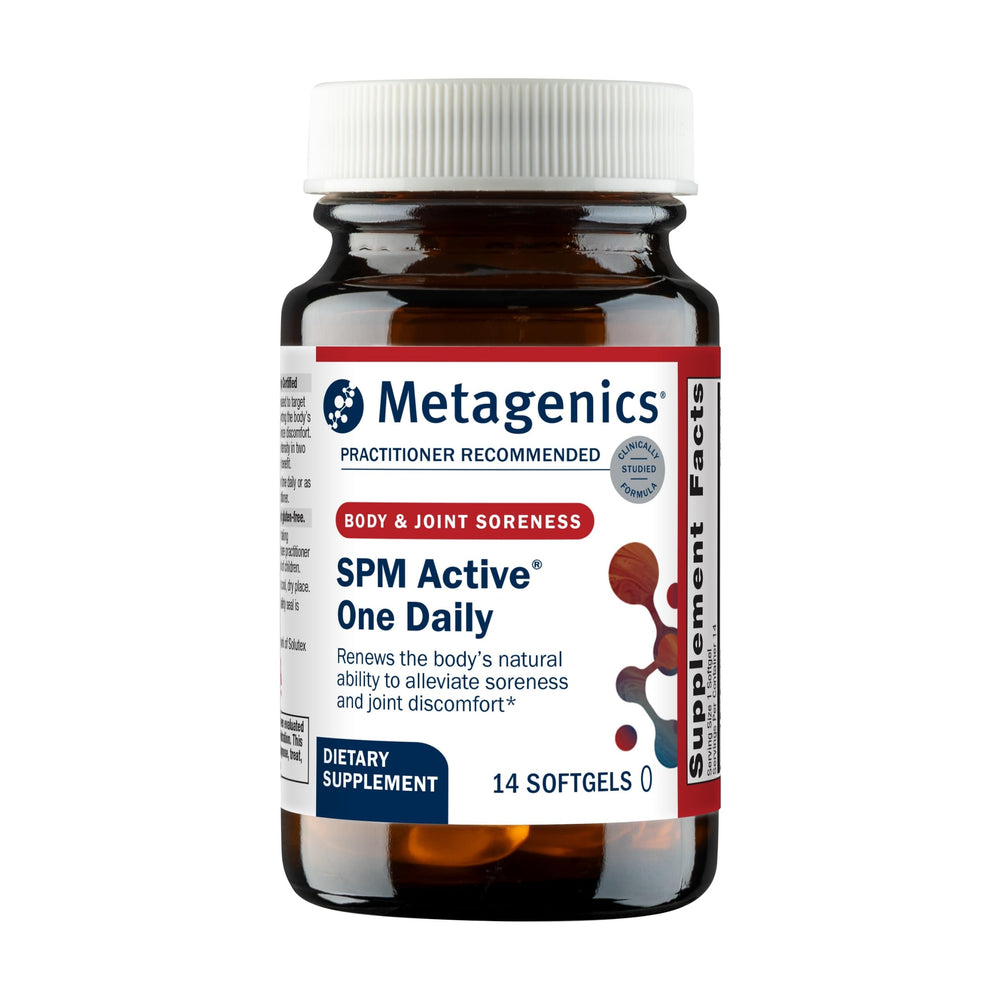 Metagenics SPM Active bottle front, highlighting daily joint support potential