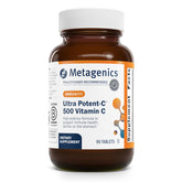 Metagenics Ultra Potent-C 500 bottle shows buffered vitamin C for gentle daily immune support.
