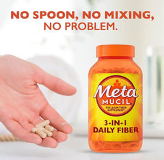 Metamucil capsules in hand for on-the-go fiber support