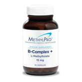 MethylPro B-Complex bottle front showing vegan, gluten-free formula for daily energy support