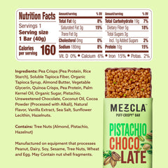 Mezcla Pistachio Chocolate Bar slice reveals pistachios and creamy center