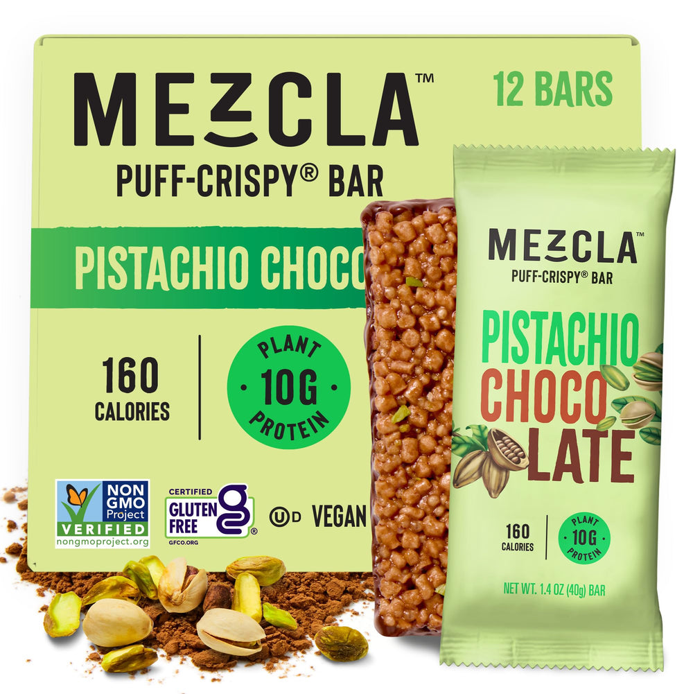 Mezcla Puff Crispy Protein Bar close-up shows light puff-crispy texture for a quick snack