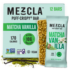 Mezcla Puff Crispy base close-up highlighting airy crunch and wholesome ingredients for protein boost.