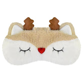 Mezeic Christmas Reindeer Sleep Mask front view offers festive design and cozy comfort.