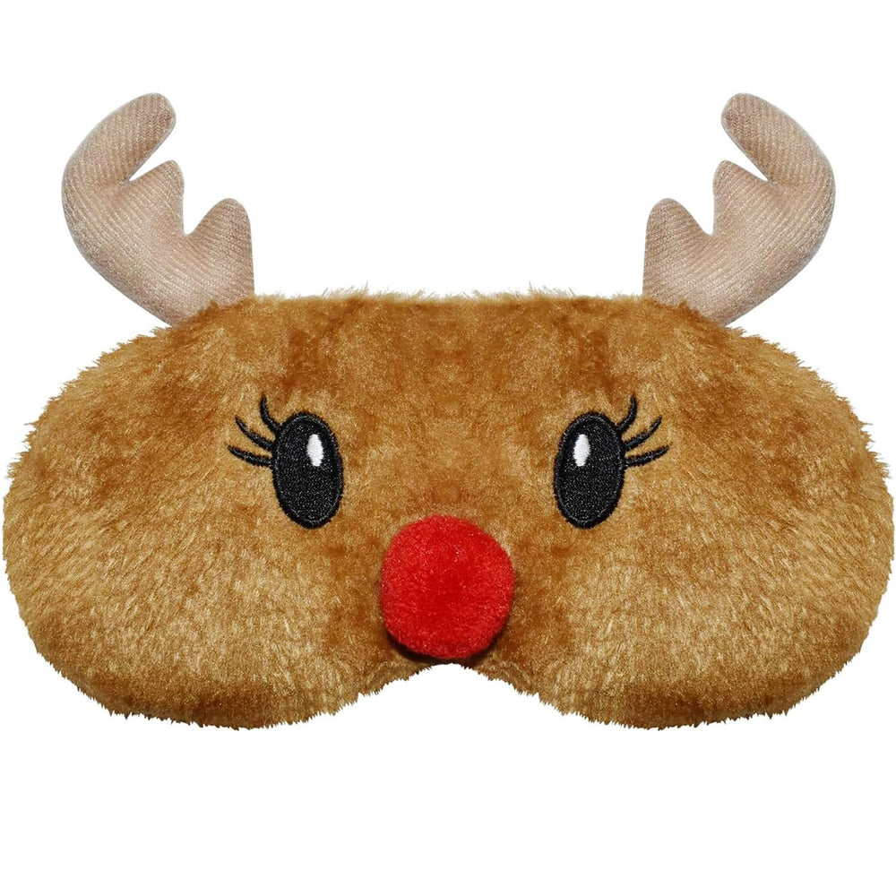 Mezeic Christmas Reindeer Sleep Mask with plush fabric blocks light for restful nights