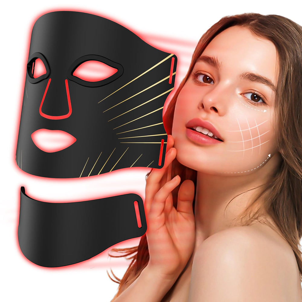 mhpoycd red light face mask front view for convenient at-home sessions.