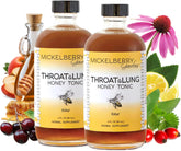Mickelberry Gardens Throat & Lung Honey Tonic bottle highlighting natural ingredients for respiratory support