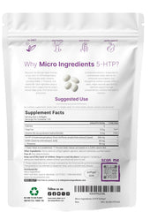 Close-up of Micro Ingredients 5-HTP+ capsules showing softgel texture