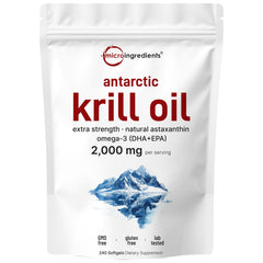Micro Ingredients Antarctic Krill Oil bottle front showing premium omega-3 blend for daily support