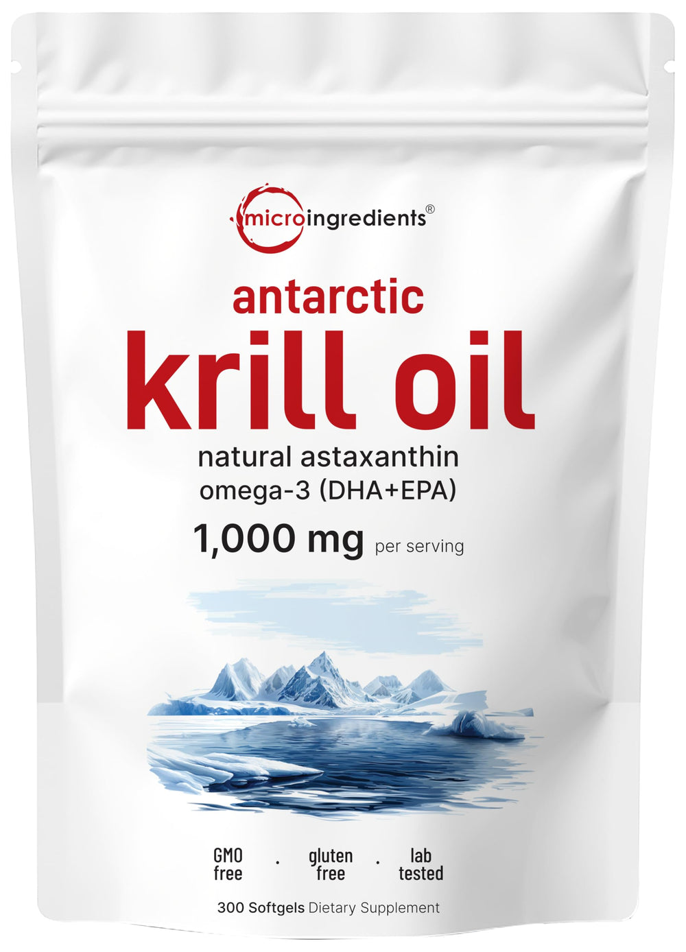 Micro Ingredients Antarctic Krill Oil bottle with omega-3 rich formula for daily wellness